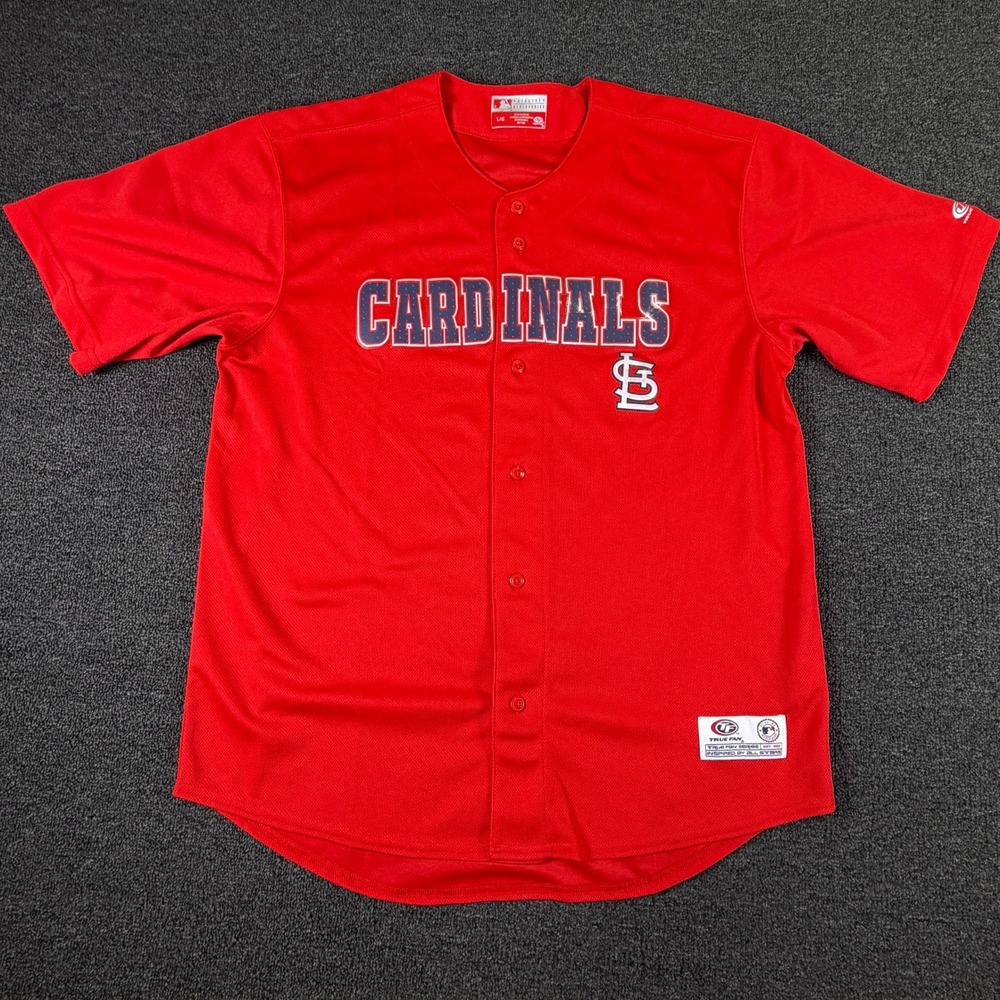 St. Louis Cardinals Jersey Mens L Red MLB Baseball True Fan EUC